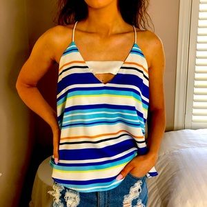 3 LEFT M-XL Nautical Chic Lined Striped Blue Spring Summer Tank Top